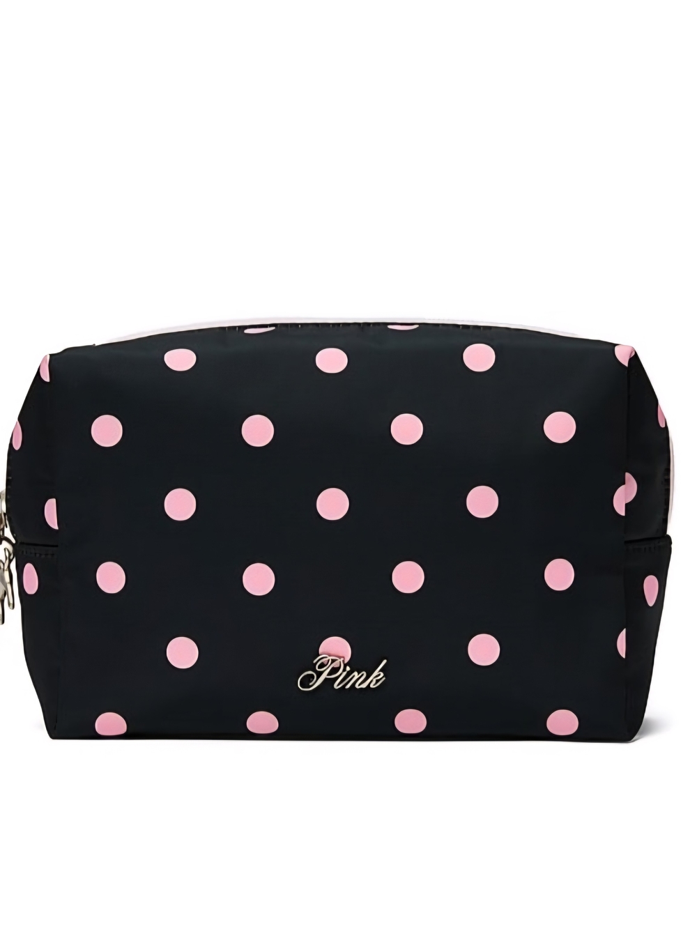 PINK Victoria's Secret Black Cosmetic Bag with Pink Polka Dots